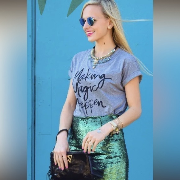 Lucy Paris Green & black Sequin mermaid scales skirt - Picture 1 of 15